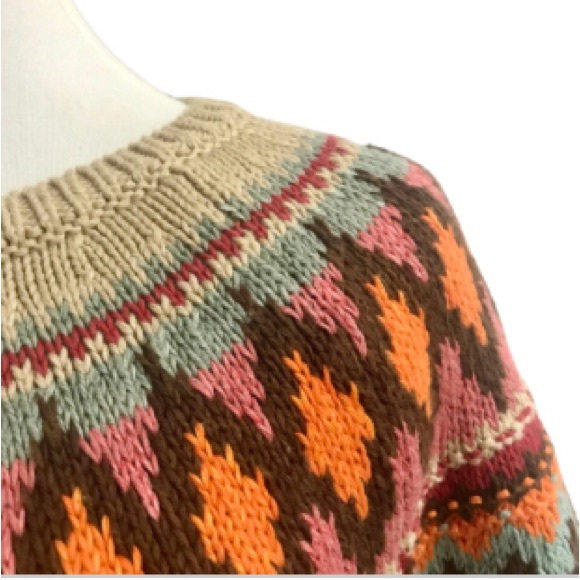 POLO Ralph Lauren Jacquard Knit Cap Sleeve Neutral Fair Isle Style Sweater XL - Picture 7 of 13